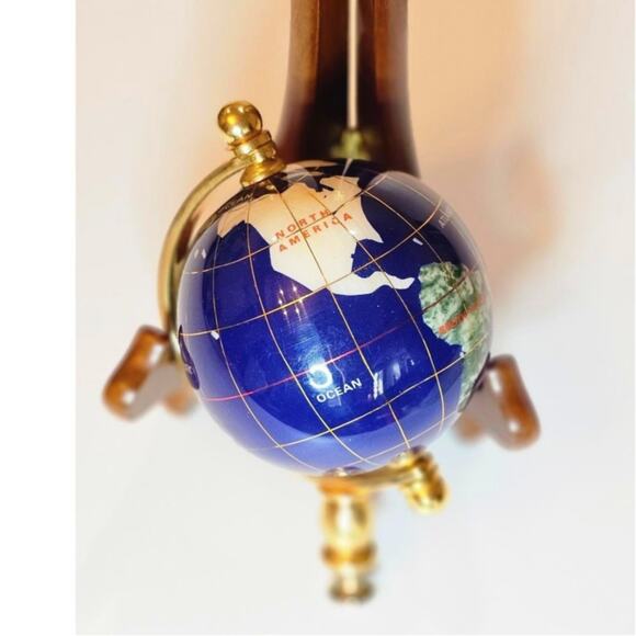 90s Vintage Natural Gemstone Globe with Blue Lapis Oceans Needs to be Mounted - Picture 1 of 6